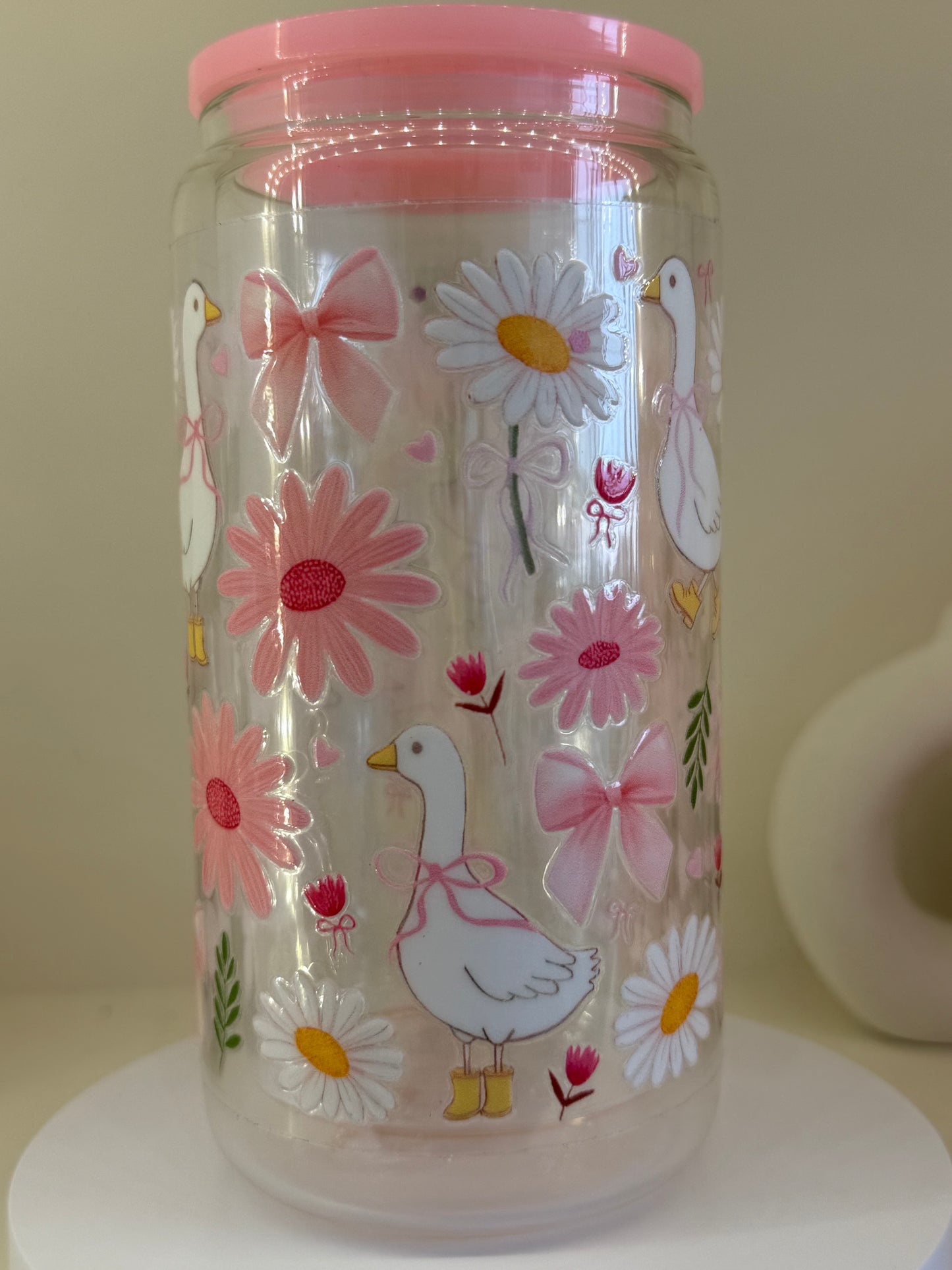 Baby Pink Flowers And Ducks - NEW