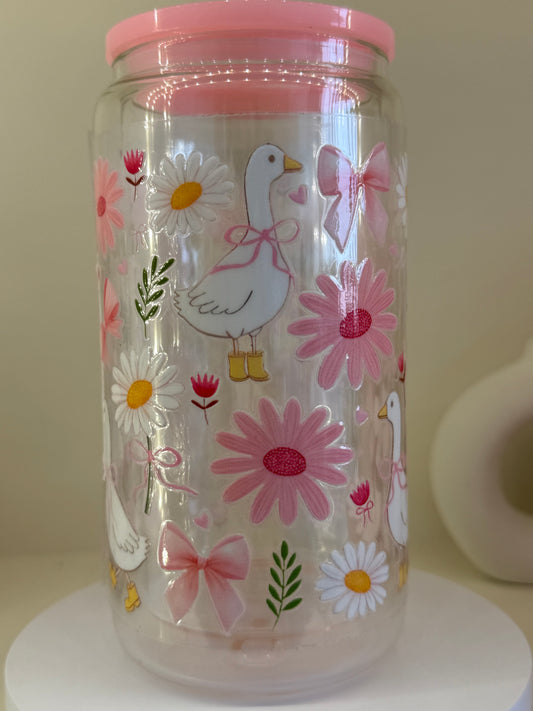 Baby Pink Flowers And Ducks - NEW